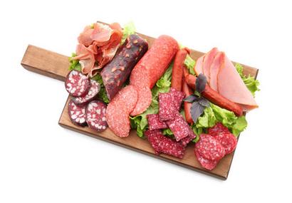 农场肉类产品海报香肠和屠宰熟食商店或市场.
